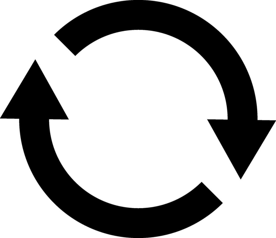 een symbool van twee pijlen geregeld in een cirkel, vector icoon.