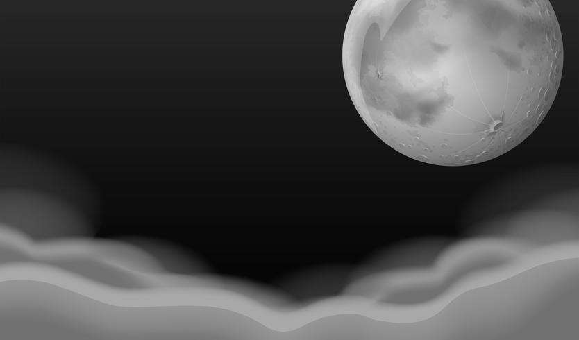 Volle maan over de dikke wolken vector