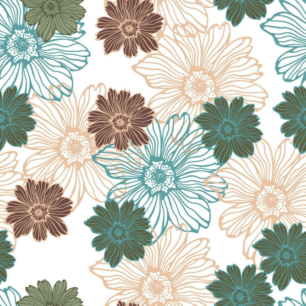 bladeren en bloemen. hand getekend grafiek. naadloos patronen voor kleding stof en verpakking ontwerp. vector
