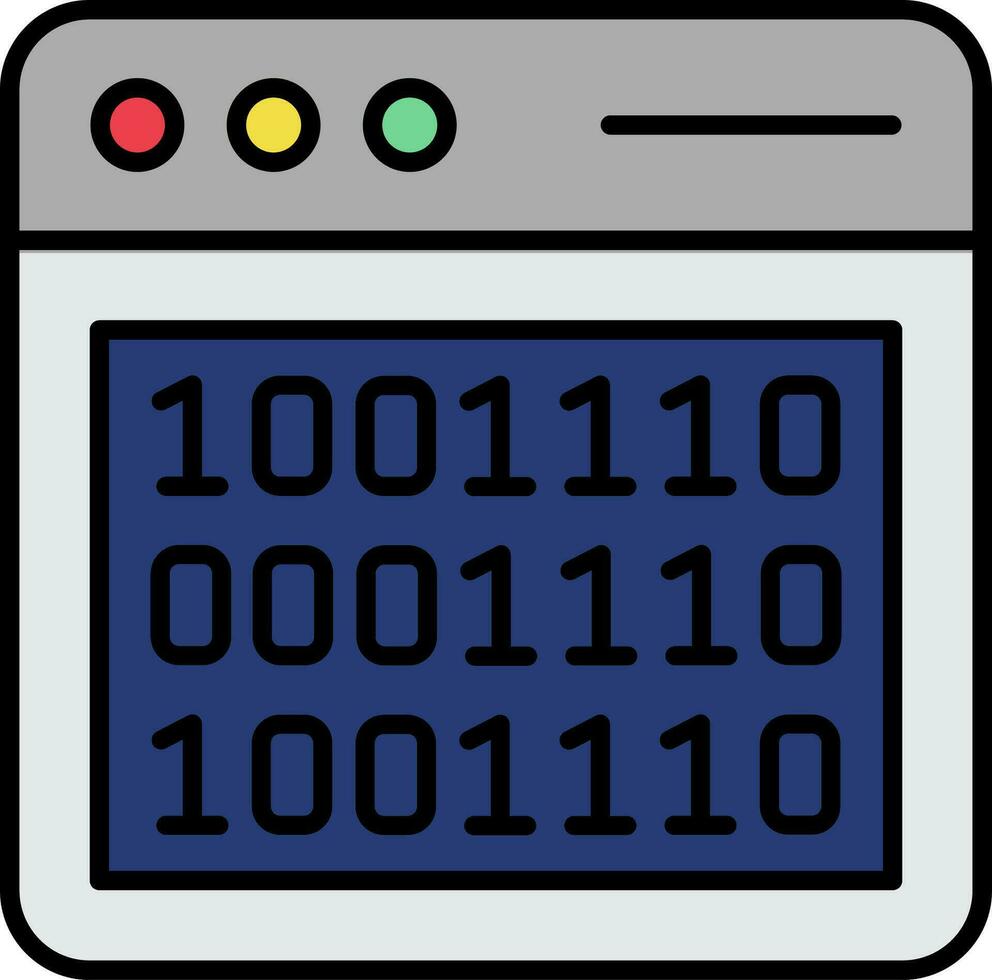 binair code lijn gevulde icoon vector