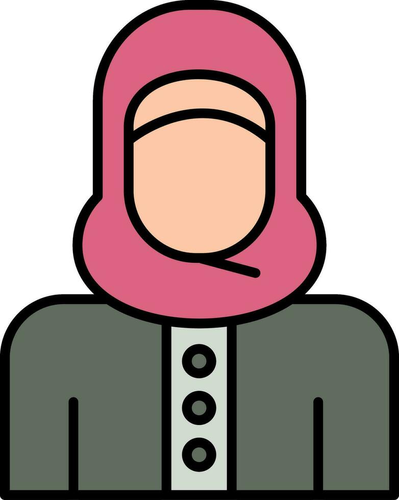 Islamitisch vrouw lijn gevulde icoon vector