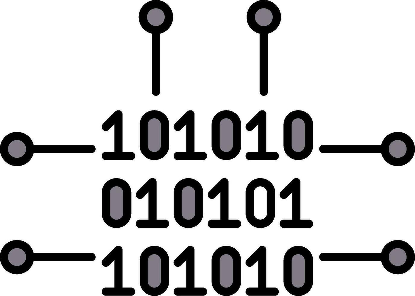 binair code lijn gevulde icoon vector