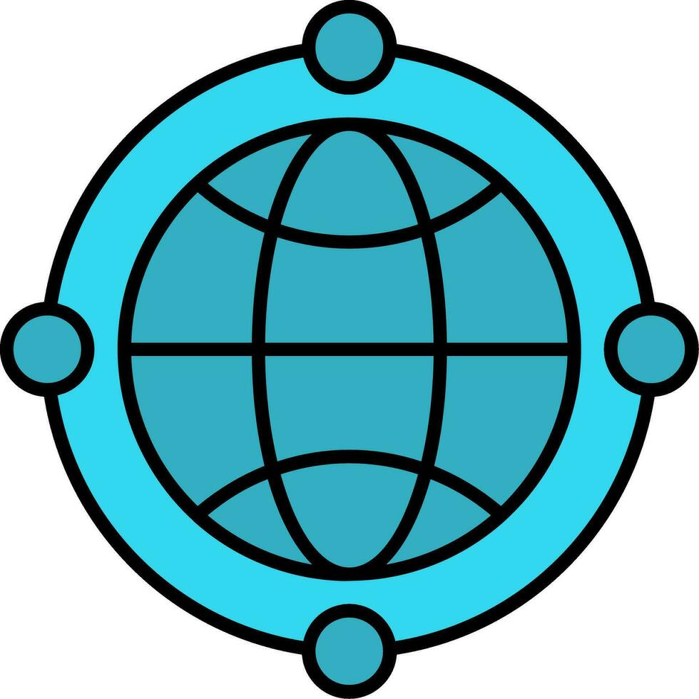 wereldbol lijn gevuld icoon vector