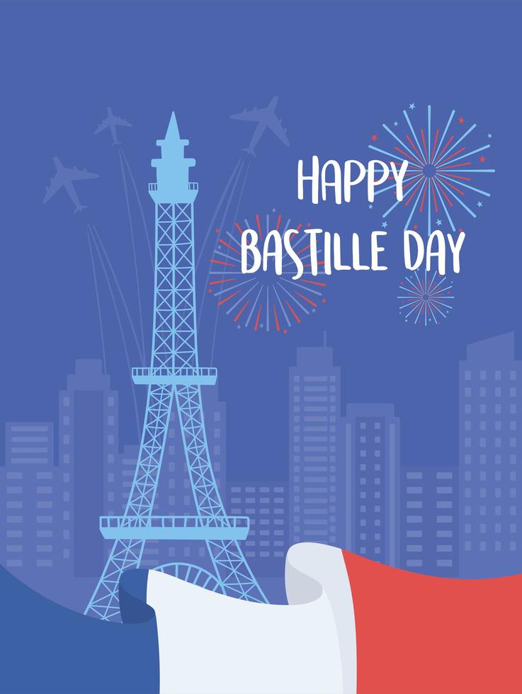 fijne bastille dag feestelijk vector