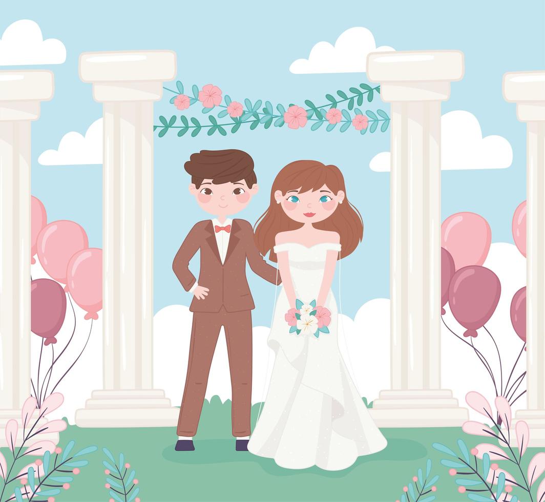 bruiloft bruid en bruidegom vector