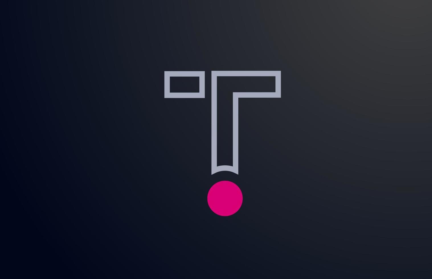 blauw roze lijn t alfabet letter logo ontwerp met cirkel pictogram voor bedrijf en onderneming vector