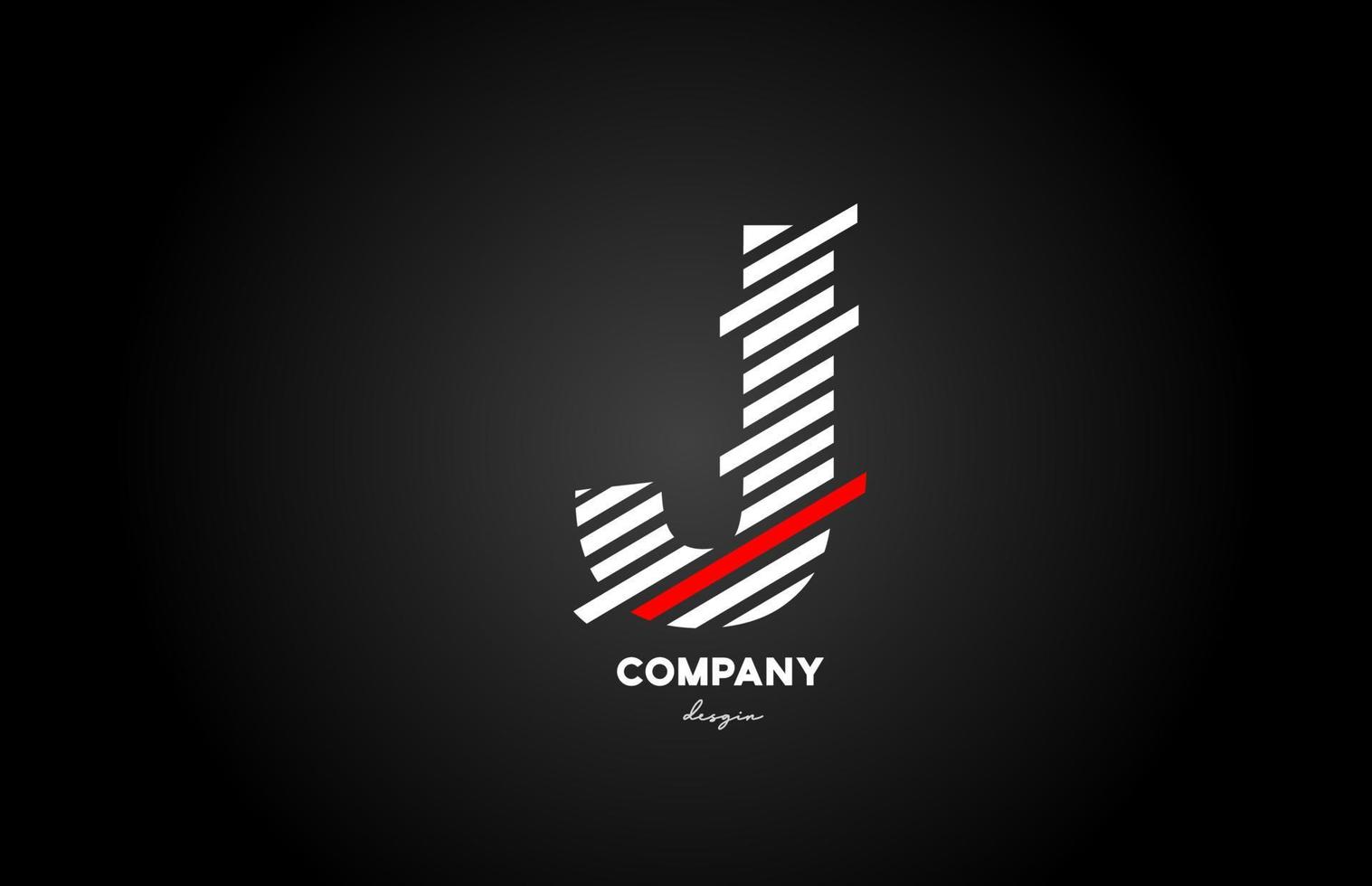 zwart wit rood j alfabet letter logo ontwerp pictogram voor bedrijf en bedrijf vector