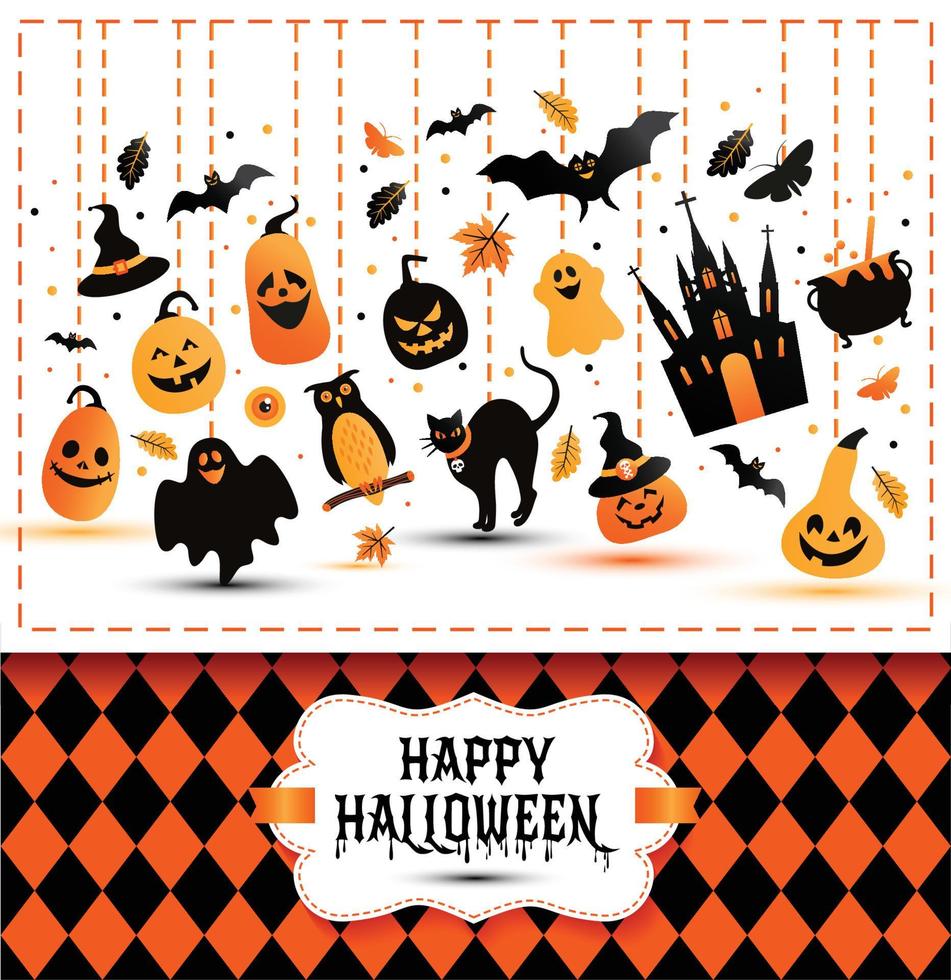 halloween banner op kleuren en witte achtergrond. vector