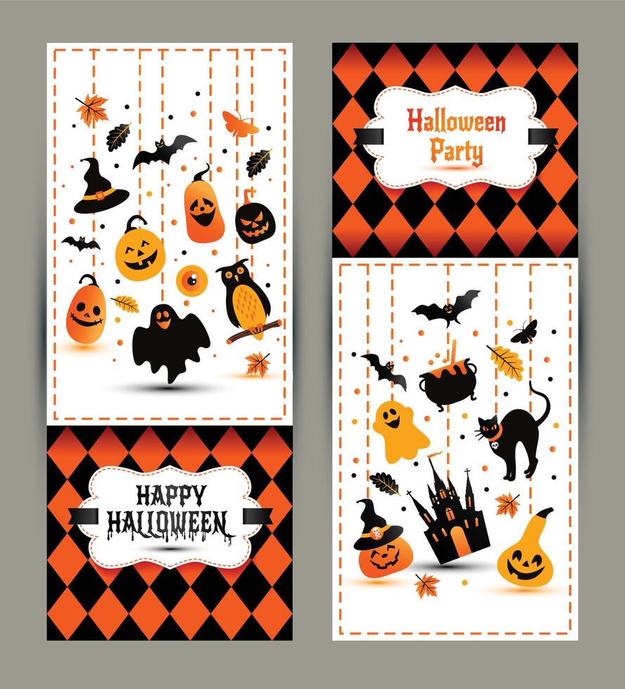 halloween-banners die op kleurenachtergrond worden geplaatst. uitnodiging voor de nacht vector