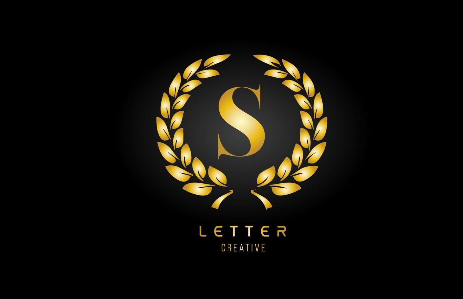 goud gouden s alfabet letterpictogram logo met bloemdessin voor zaken en bedrijf vector