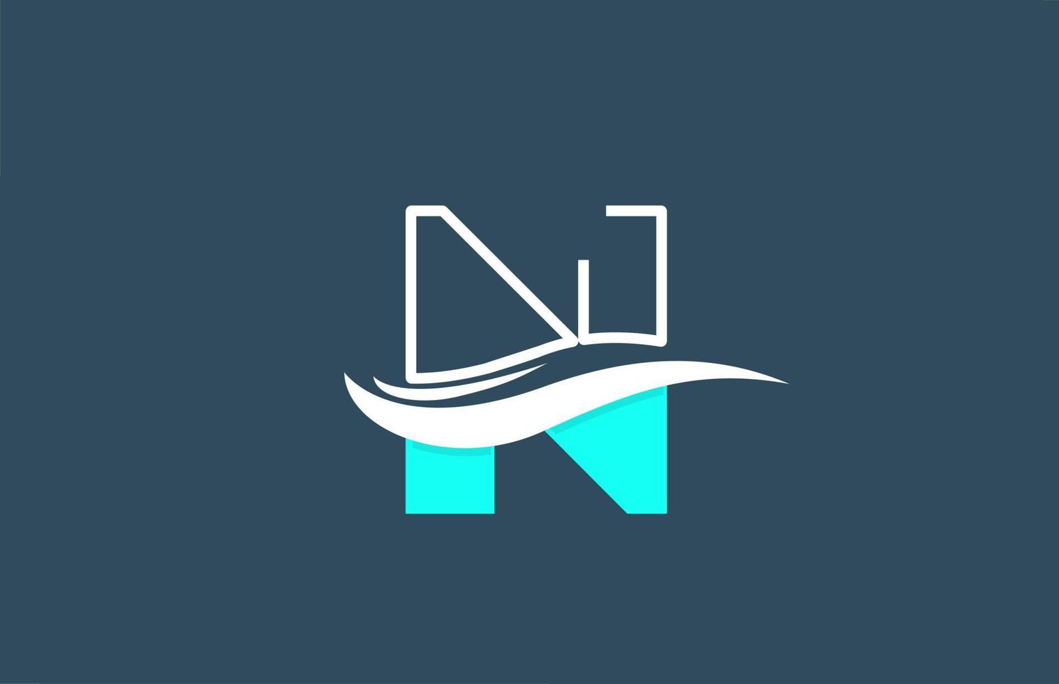 n blauw wit alfabet letterpictogram logo voor bedrijf met swoosh ontwerp vector