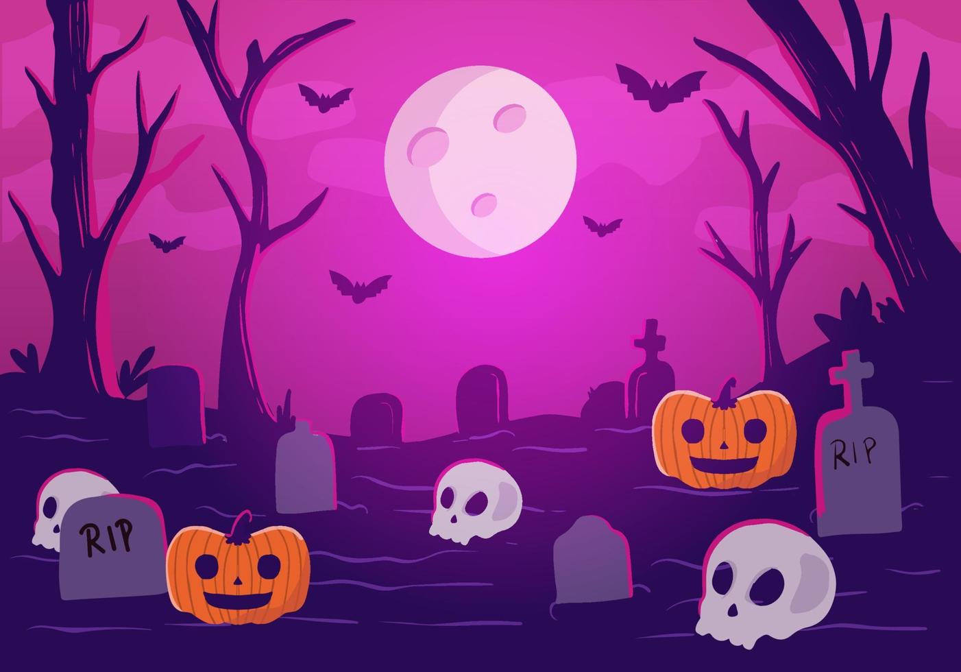 hand getekende enge halloween achtergrond vectorillustratie vector