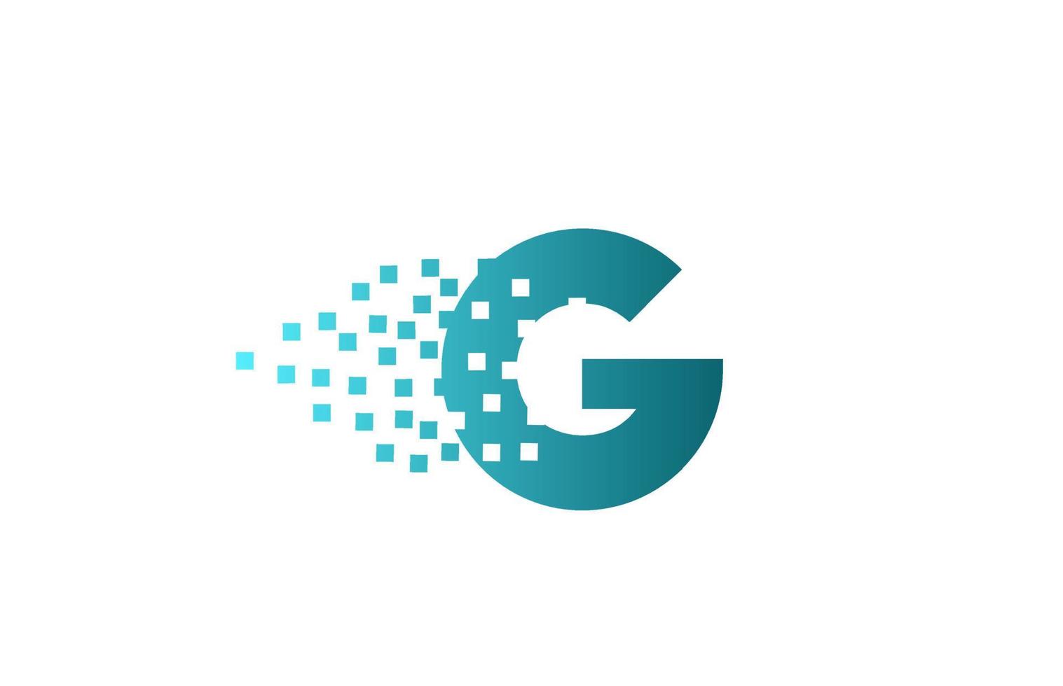 g alfabet letterpictogram logo voor bedrijf en bedrijf. groen geërodeerd pixelontwerp voor huisstijl vector