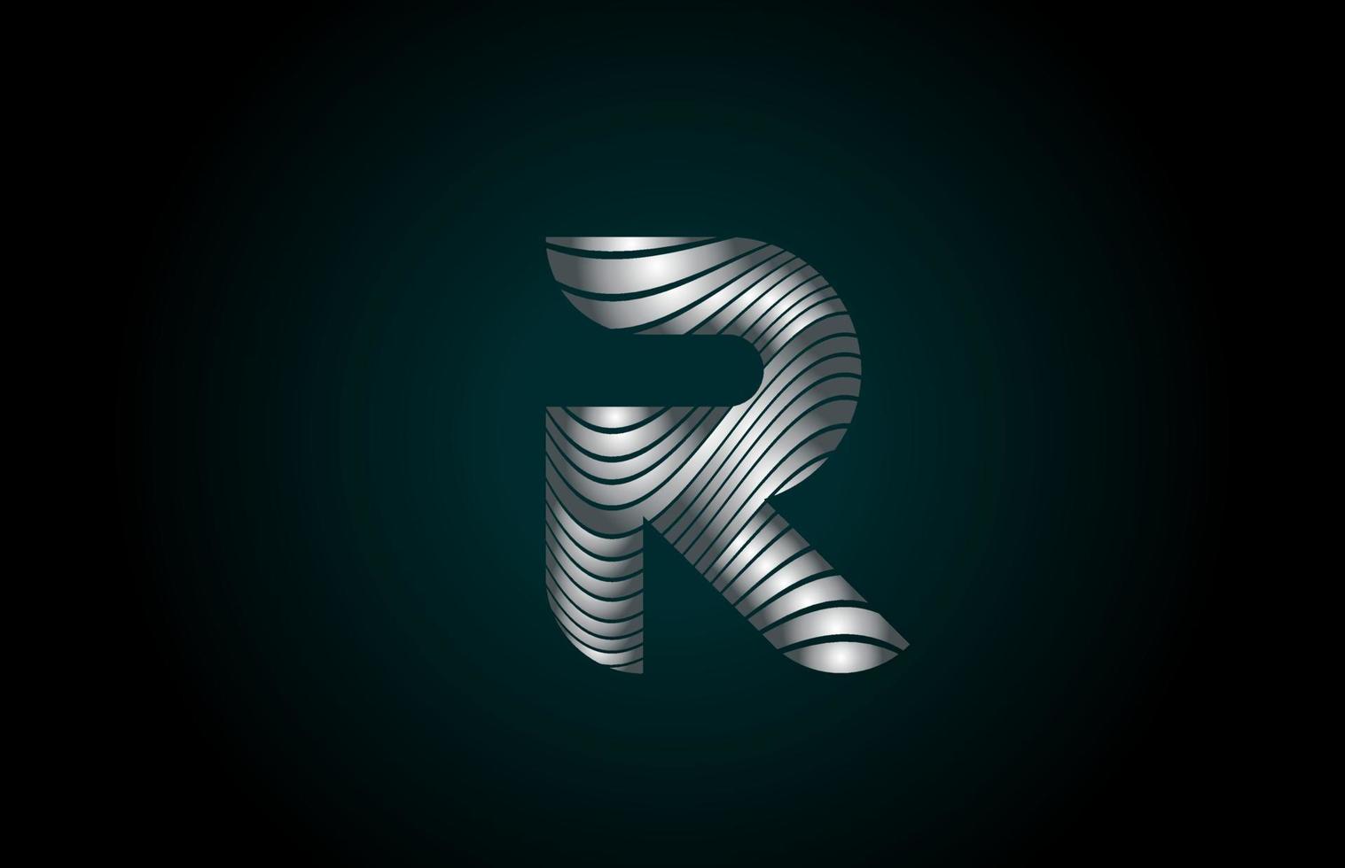 r zilver grijs alfabet letterpictogram logo voor bedrijf. metallic lijnontwerp voor huisstijl vector