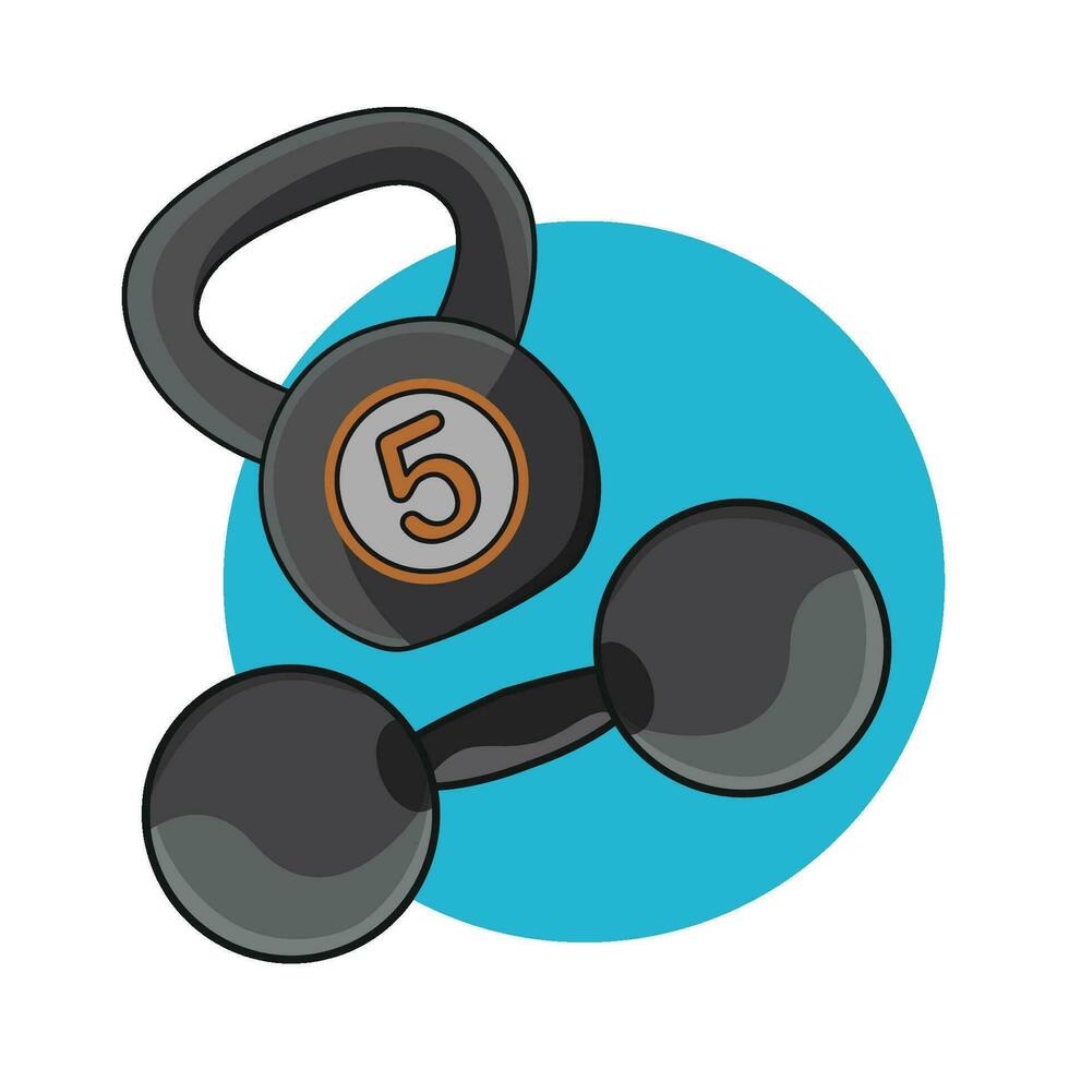 illustratie van kettlebell en barbell vector