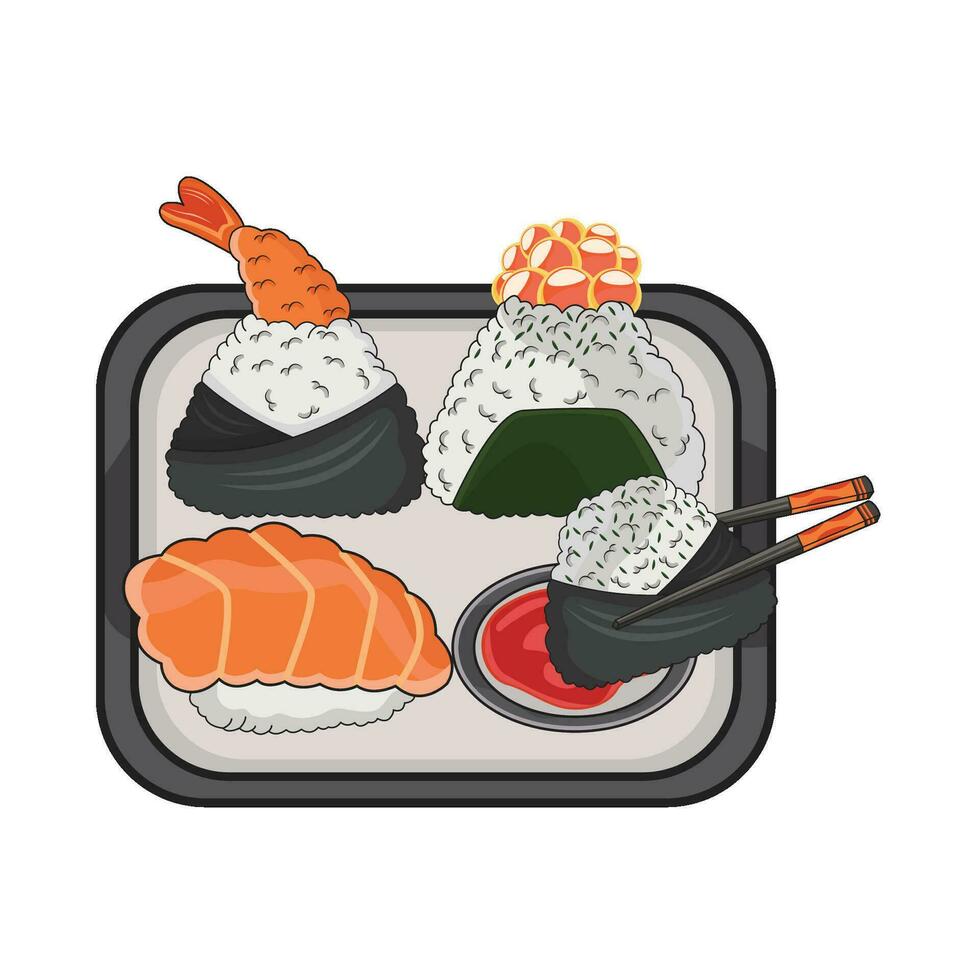 illustratie van sushi bord vector