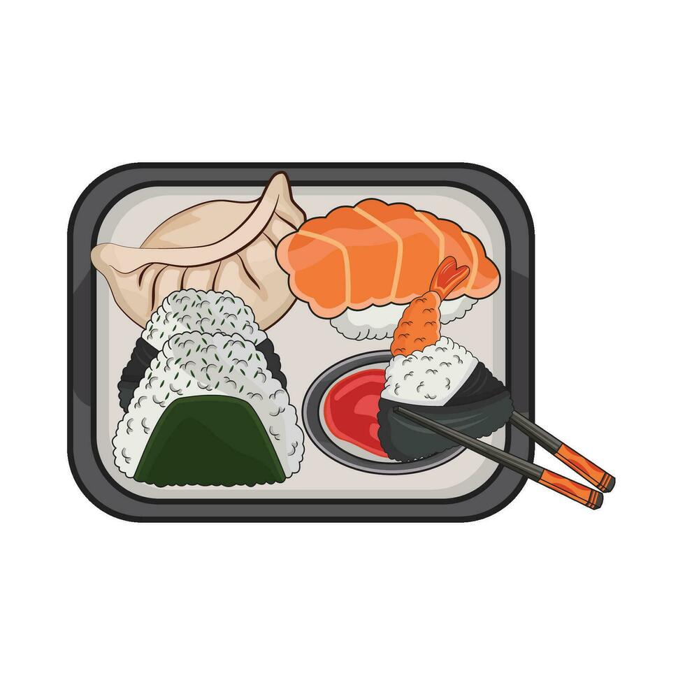 illustratie van sushi bord vector