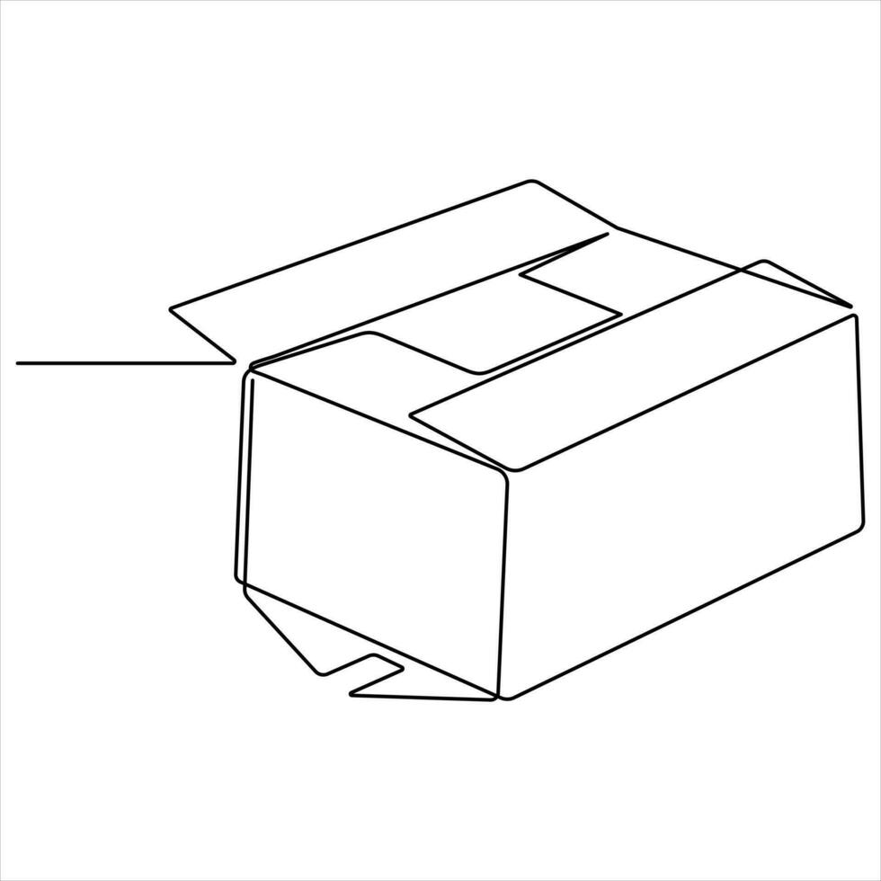 doorlopend een lijn kunst tekening Open doos schets vector kunst minimalistische ontwerp