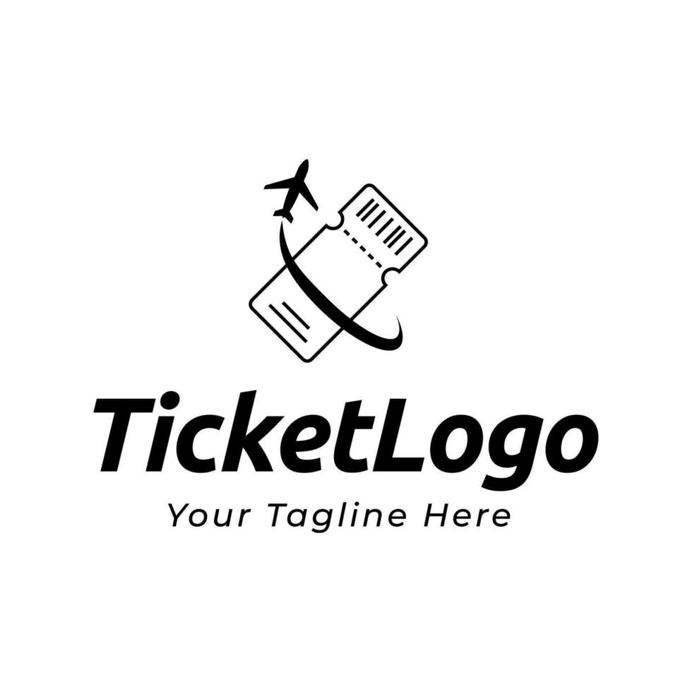 vlak papier ticket lucht reizen logo. ticket etiket en vlak vliegtuig vervoer logo illustratie vector