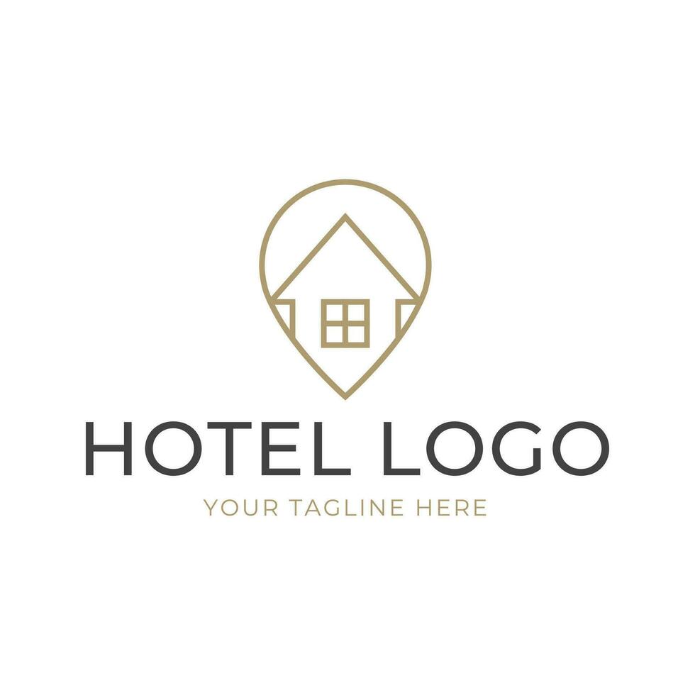 hotel logo. hotel punt logo vector. pin icoon met hotel symbool combinatie geïsoleerd Aan wit achtergrond. vector
