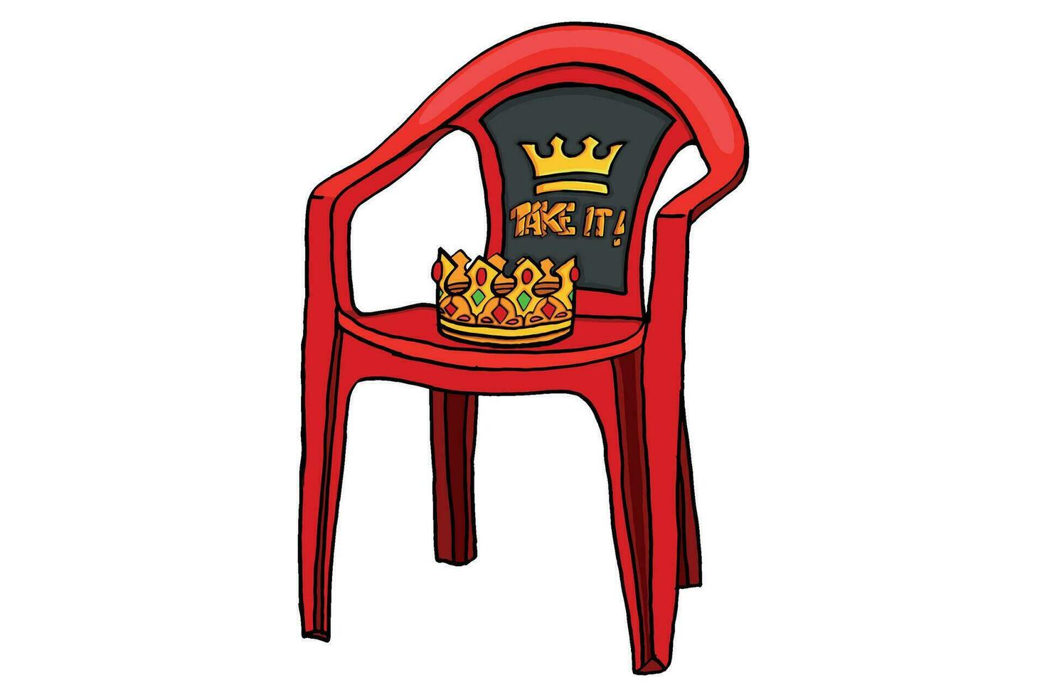 plastic stoel troon en koning kroon vector