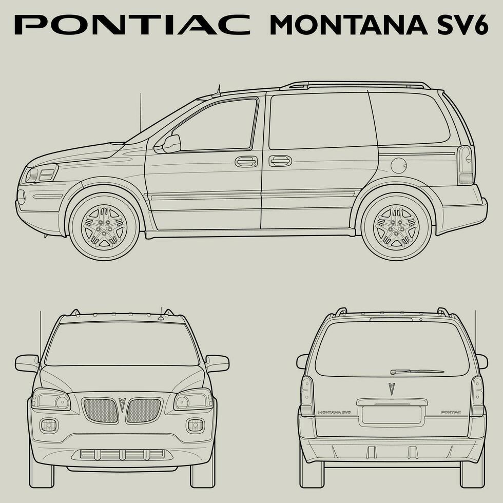 2005 Pontiac Montana sv6 auto blauwdruk vector