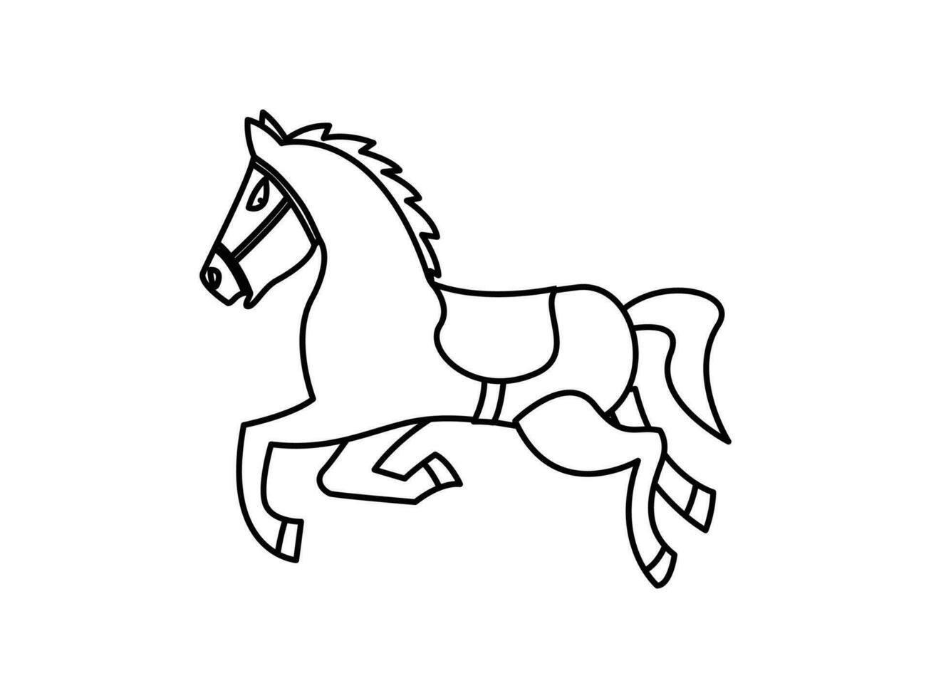 paard rennen hand- tekening kleur bladzijde tekening vector