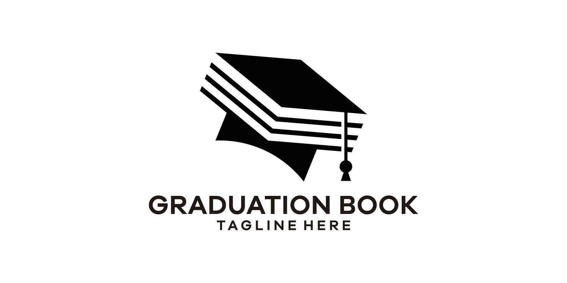 logo ontwerp combinatie van diploma uitreiking pet en boek vorm geven aan, leerzaam logo ontwerp. vector