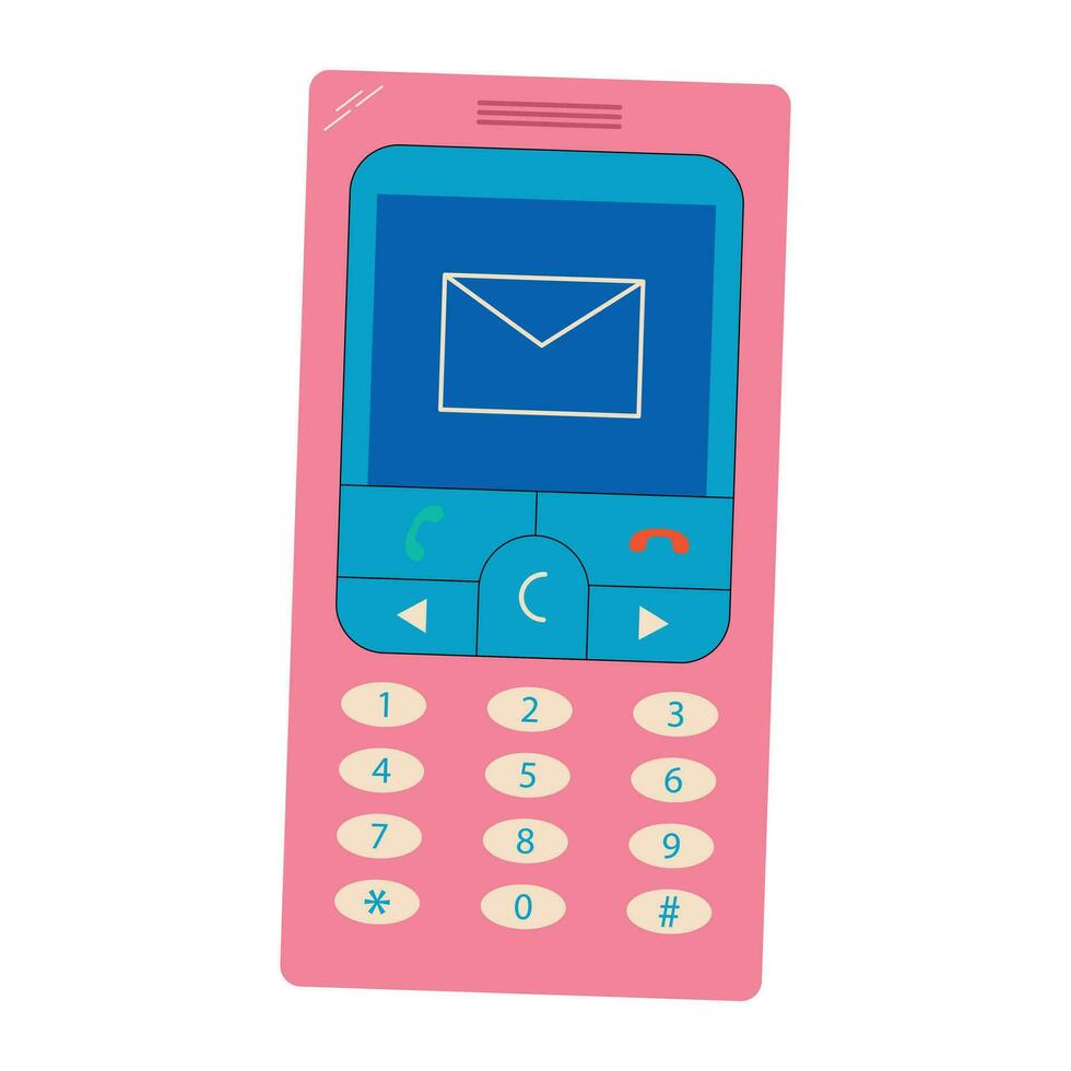 vector illustratie van een retro mobiel telefoon met een bericht Aan de scherm.