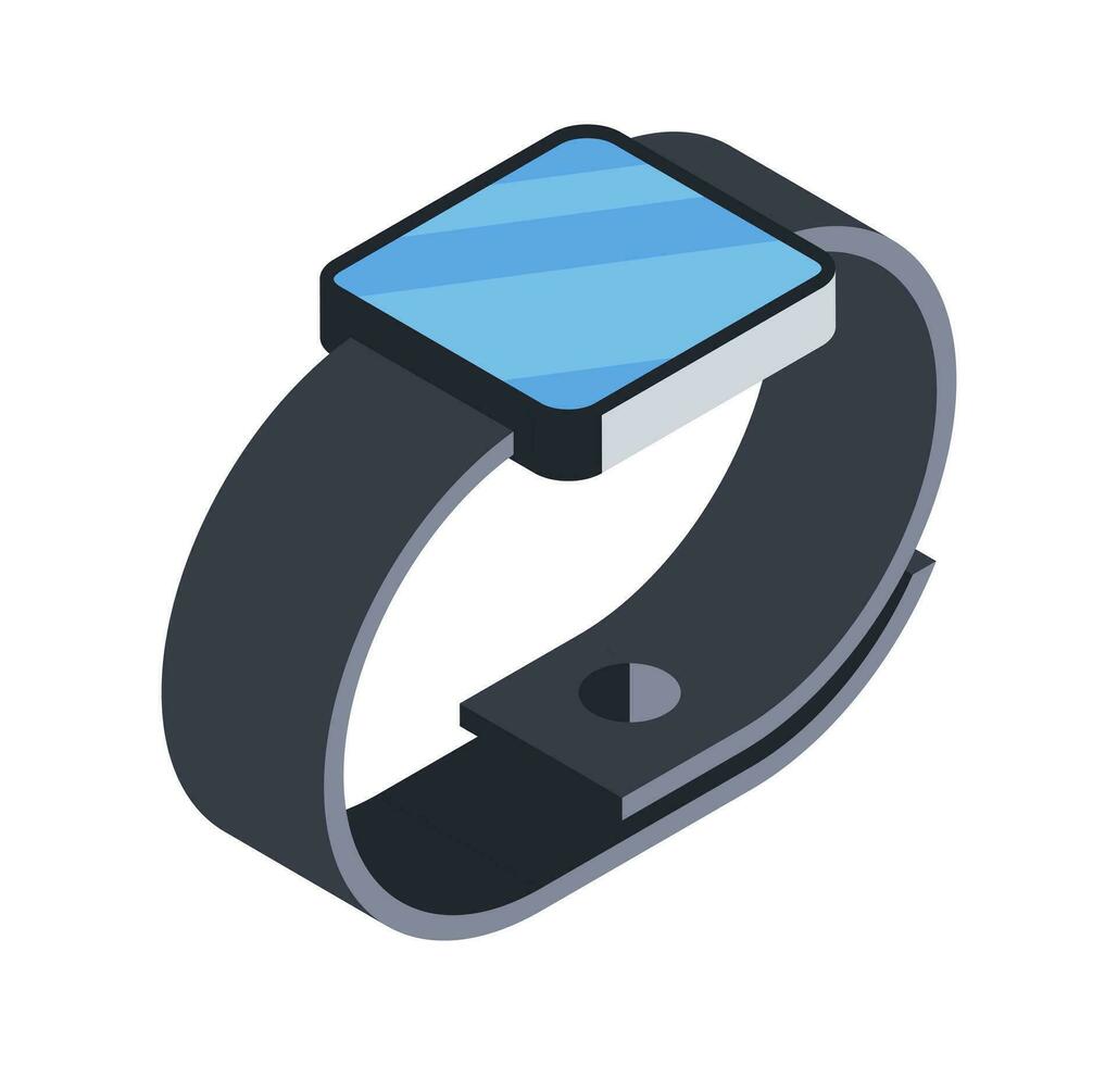 3d icoon van slim horloge, elektronisch apparaatje. digitaal technologie apparaat, geschiktheid armband. geïsoleerd voorwerp Aan wit achtergrond. vector illustratie in isometrische stijl