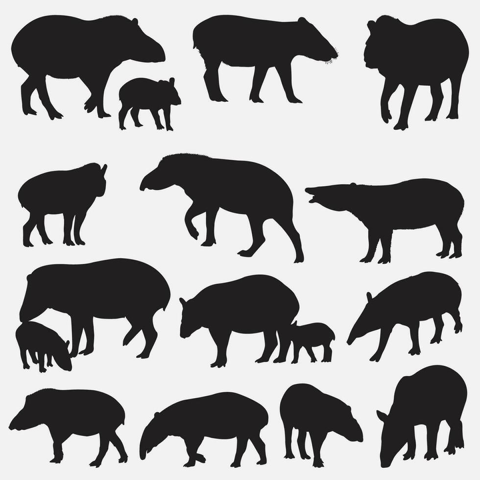 tapir dier silhouet reeks vector