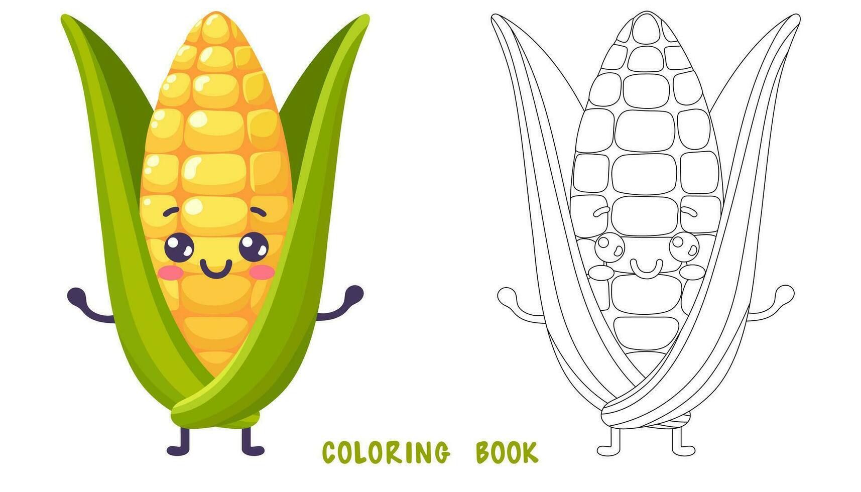kleur boek van groovy tekenfilm grappig maïs vector