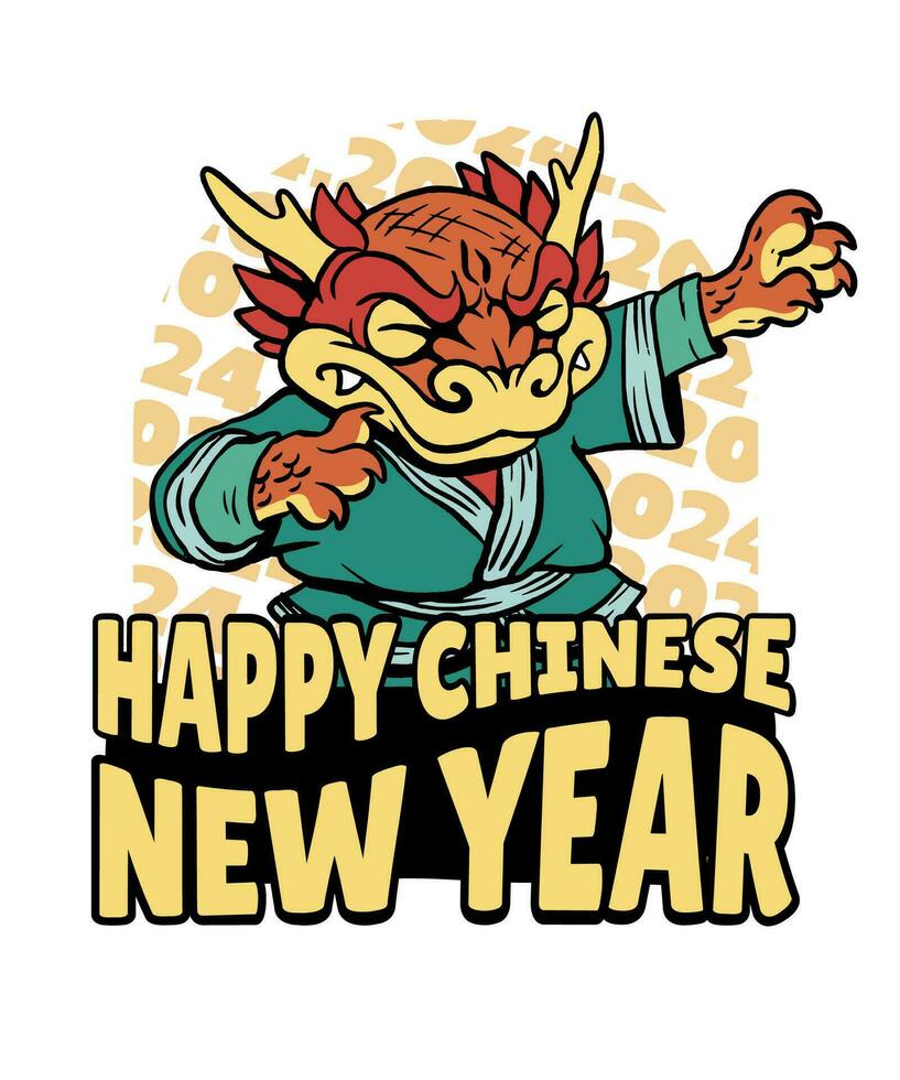 gelukkig Chinese nieuw jaar draak 2024 t-shirt vector