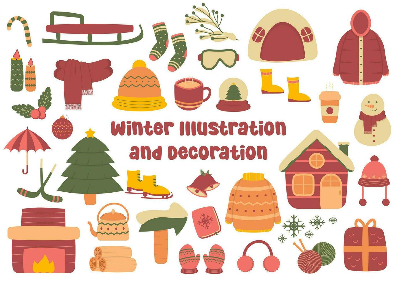 reeks element van winter illustratie en decoratie vector