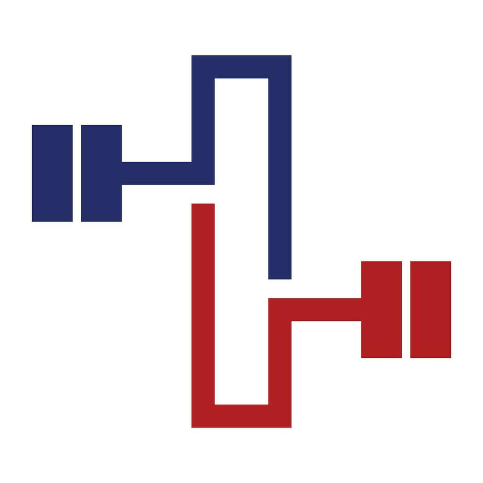 eerste brief logo met barbell icoon voor grafisch en web ontwerp vector