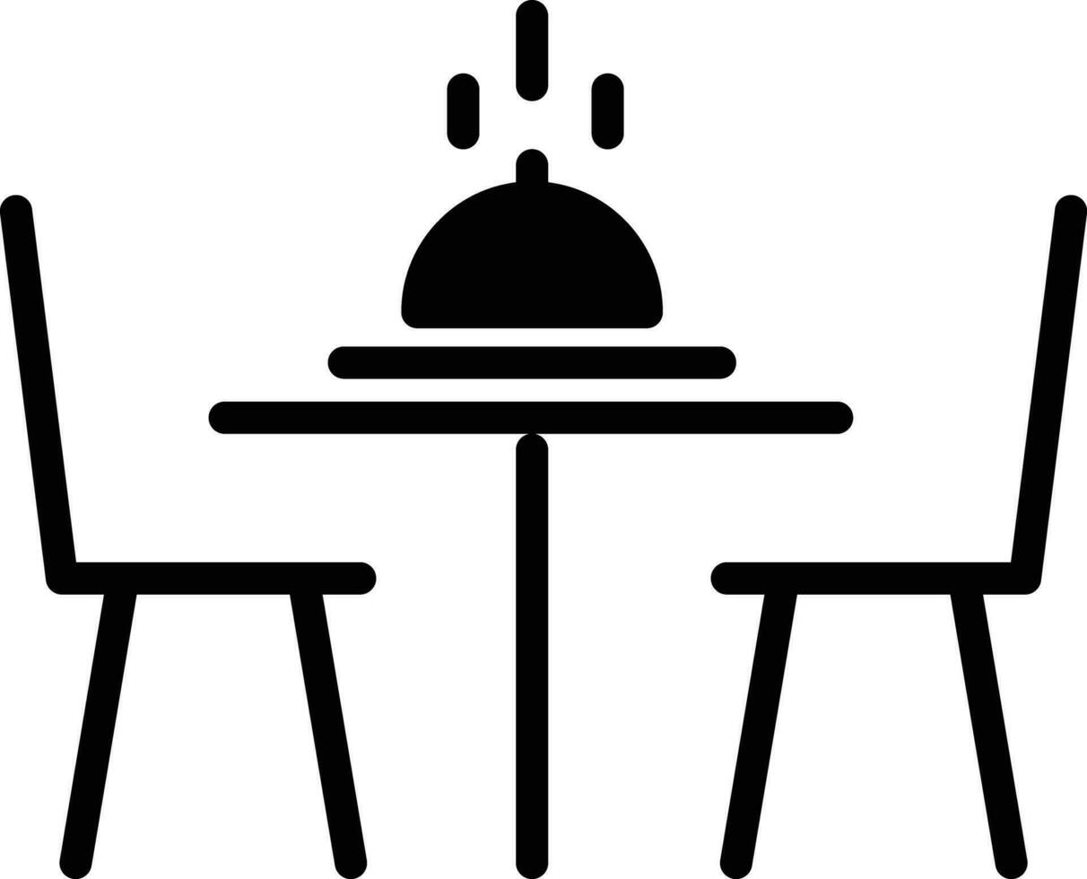 restaurant tafel solide en glyph vector illustratie