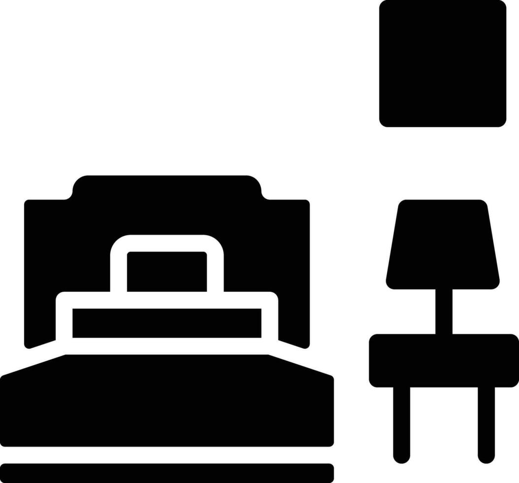 hotel kamer solide en glyph vector illustratie