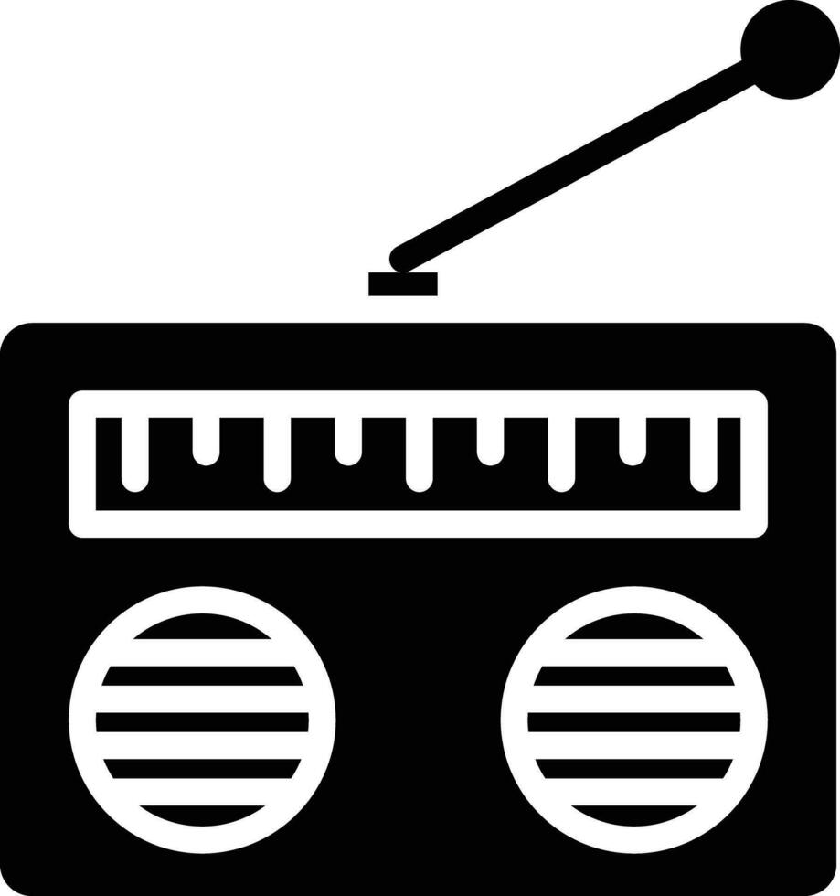 muziek- radio solide en glyph vector illustratie