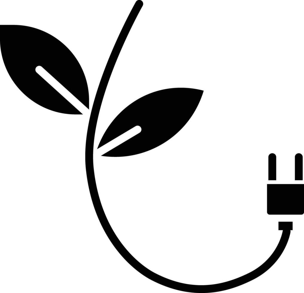 bio energie plug solide en glyph vector illustratie