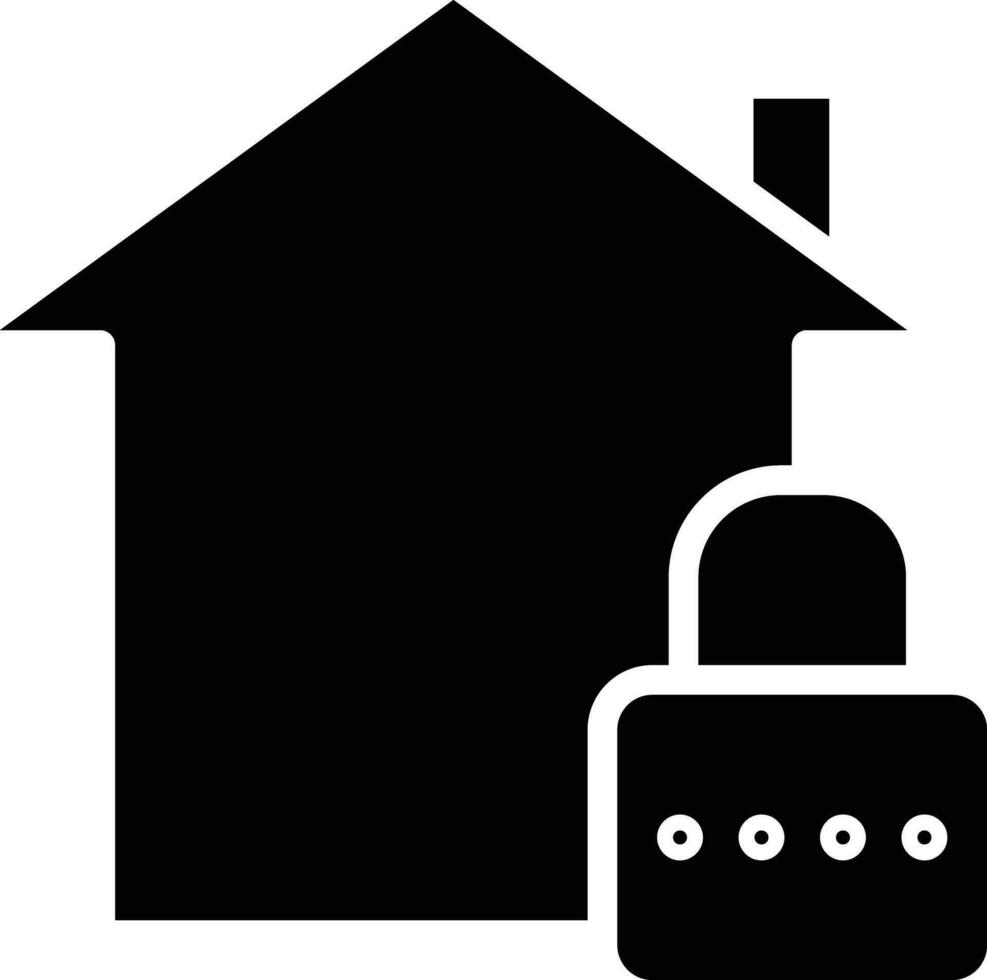 huis veiligheid slot solide en glyph vector illustratie