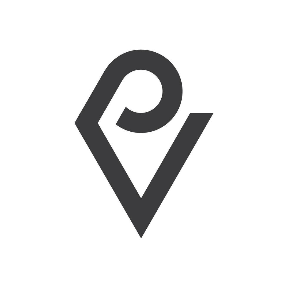 eerste brief vp logo of pv logo vector ontwerp sjabloon