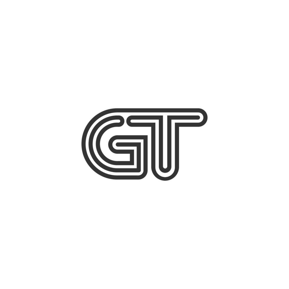 alfabet letters initialen monogram logo gt, tg, g en t vector