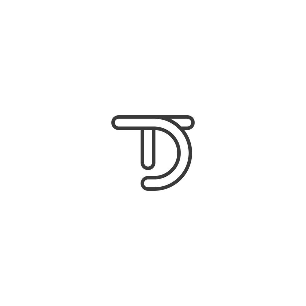 alfabet initialen logo td, dt, t en d vector