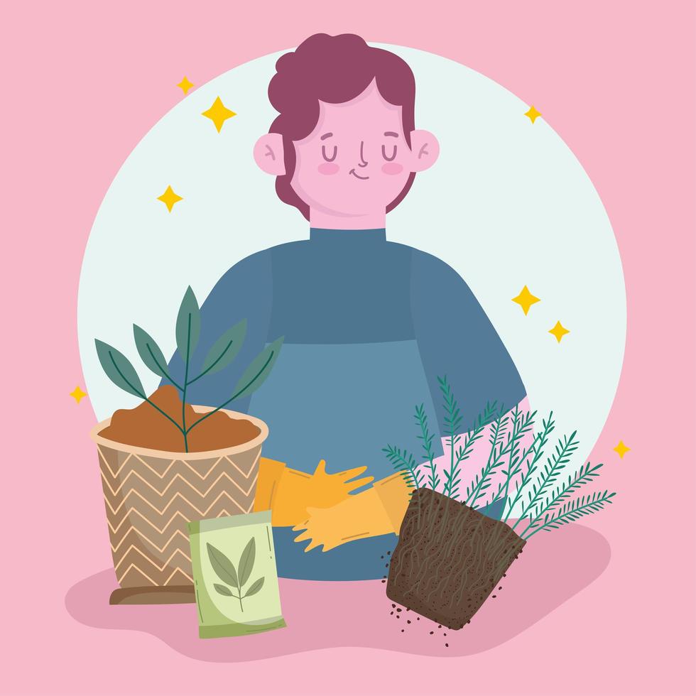 tuinman man planten vector