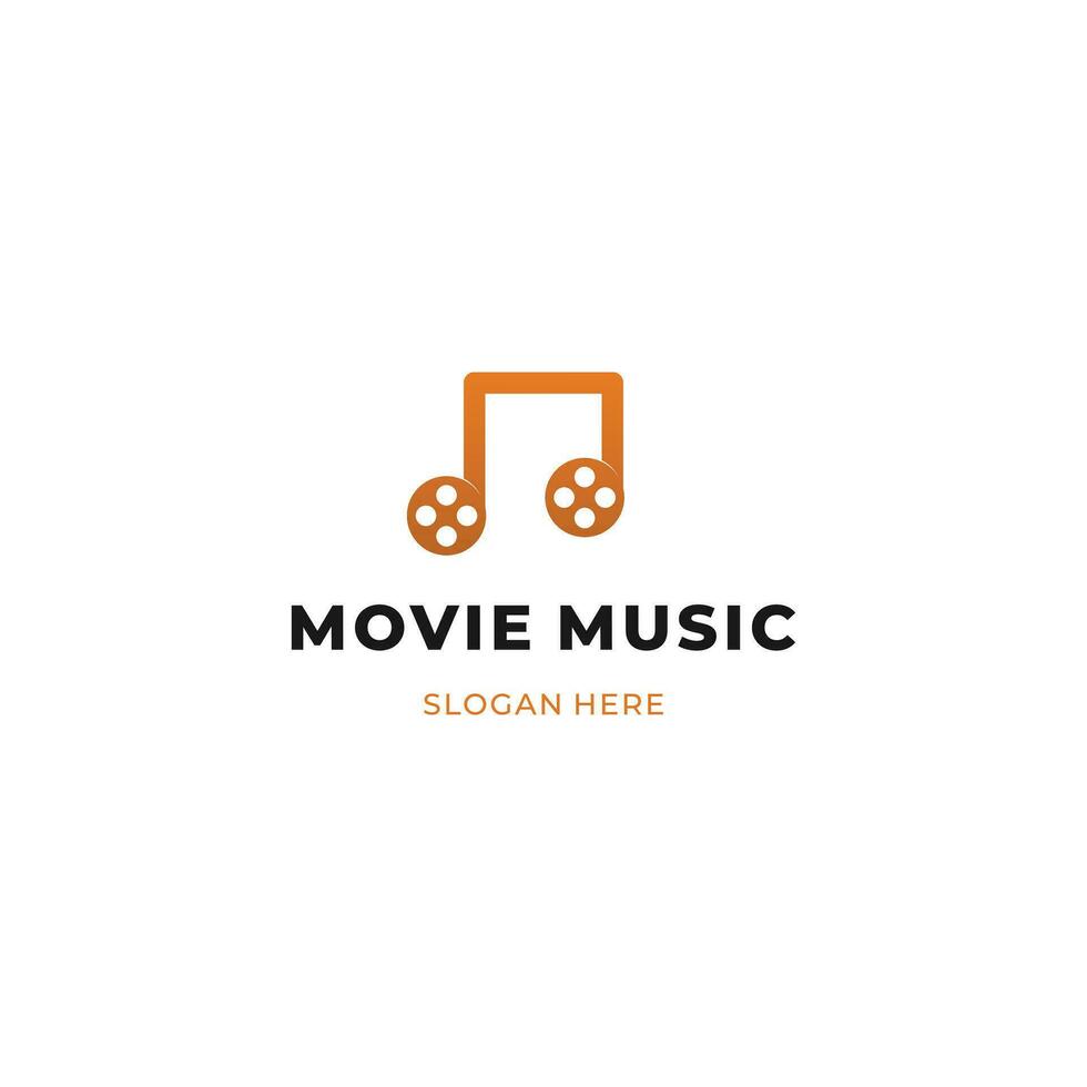 film muziek- gemakkelijk logo ontwerp, muziek- vel combineren met film rollen logo concept vector