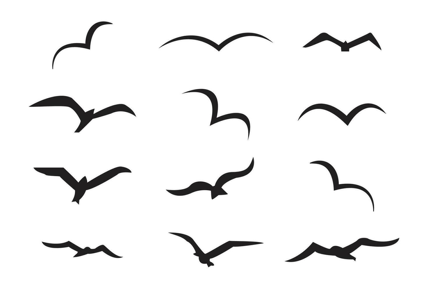 vector illustratie vliegend kudde van vogels. mooi vlucht vogel silhouetten verzameling.