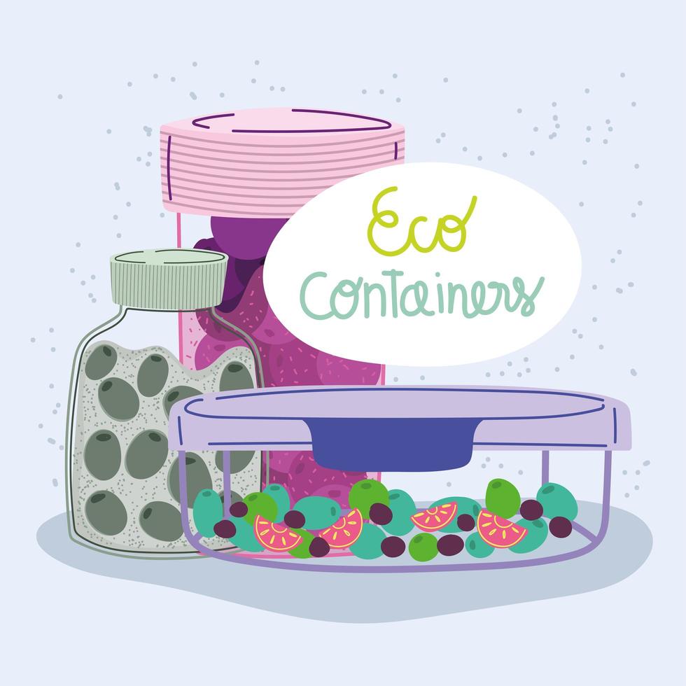 eco-containers met voedsel vector
