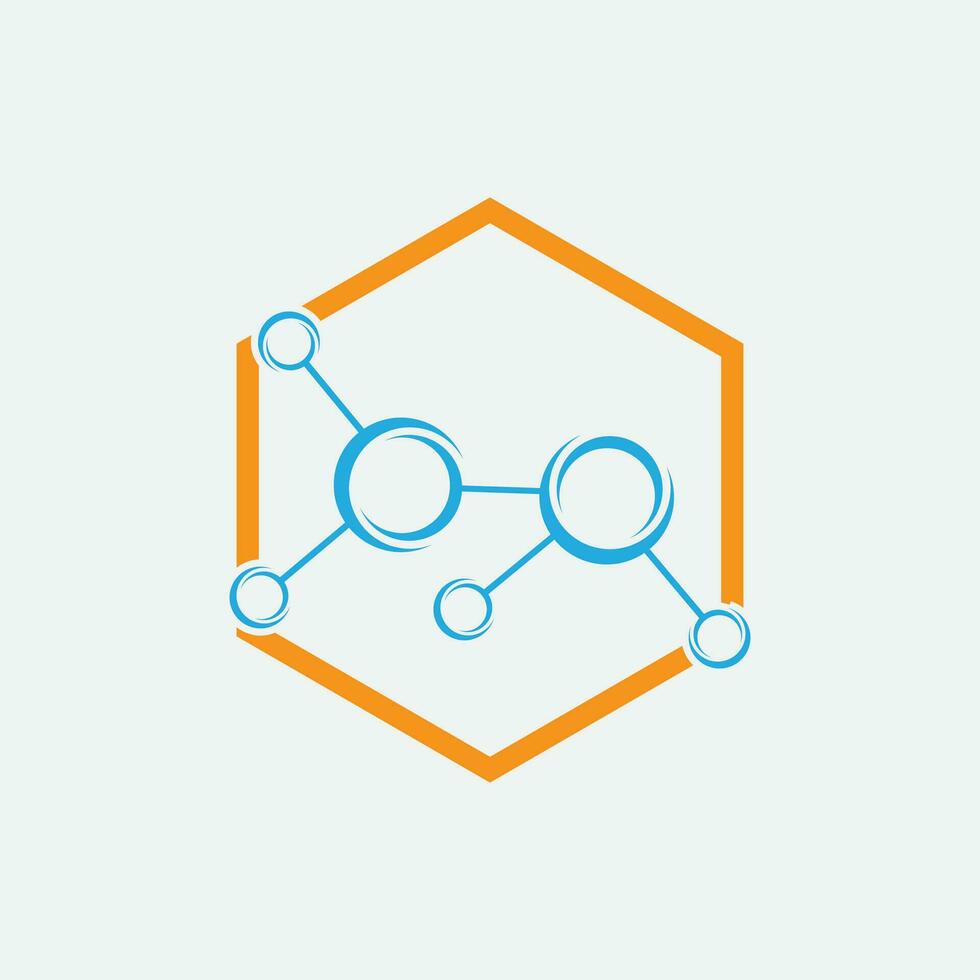 molecuul logo illustratie vector beeld en perfect symbool sjabloon ontwerp voor chemisch elementen, opleiding, wetenschap, nucleair, enz Aan grijs achtergrond