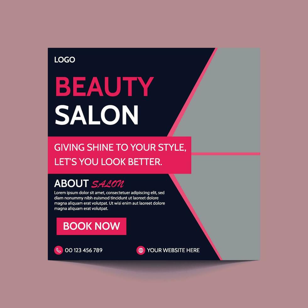 zwart en roze schoonheid en spa salon sociaal media post banier advertentie en huid zorg centrum website banier advertenties ontwerp geschikt voor bedenken sociaal media post banier plein folder sjabloon ontwerp vector