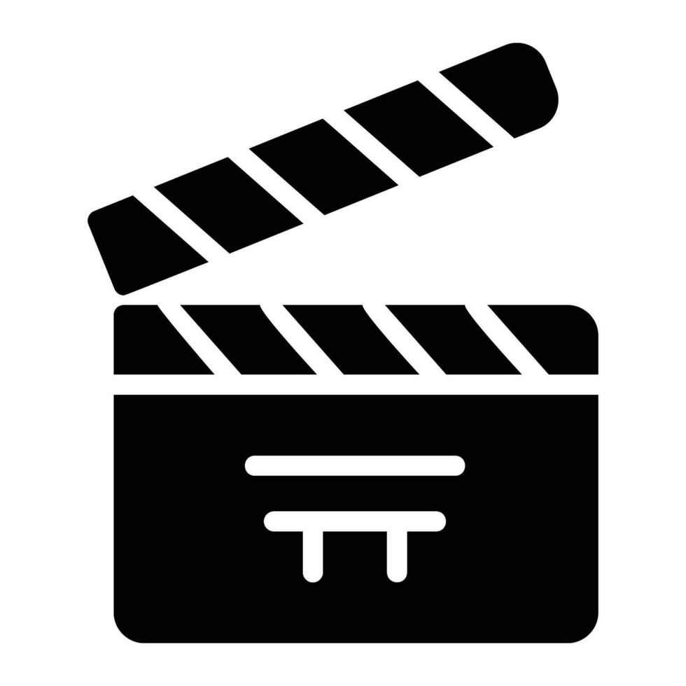 Filmklapper glyph icoon achtergrond wit vector